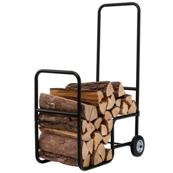 Black Large Firewood Log Cart Carrier - Image 2