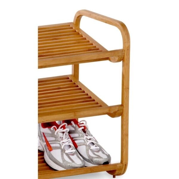 3-Tier Bamboo Shoe Rack Shelf  - Holds 9-12 Pairs of Shoes - Image 3