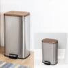 Set of 2 Stainless Steel Gold Bronze Copper Top Step On Trash Can - Image 2