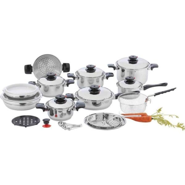 12-Element T304 Stainless Steel "Waterless" Cookware - 28 Pc