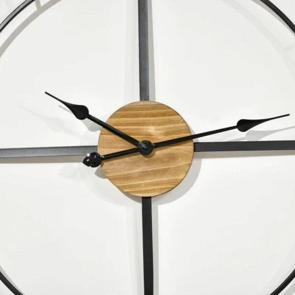 36-inch Metal Silent Wall Clock with Roman Numerals and Wooden Center - Image 3