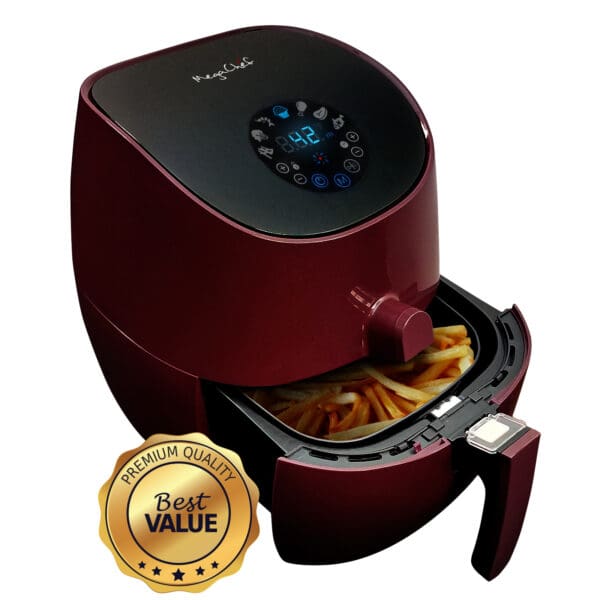 MegaChef Airfryer & Multicooker with 7 Pre-Programmed Settings - 3.5 Qt, Burgundy