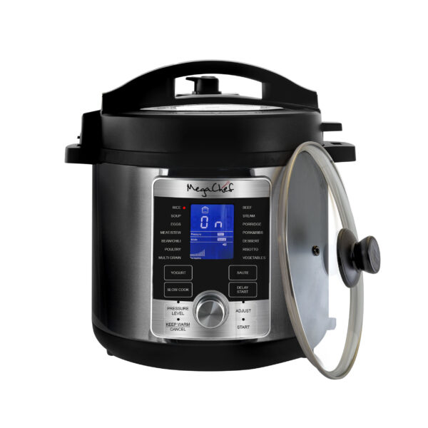 MegaChef Stainless Steel Electric Digital Pressure Cooker with Lid - 6 Qt