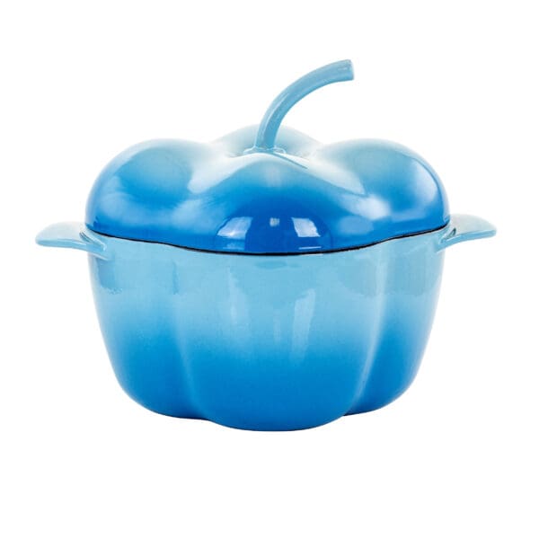 MegaChef Pepper Shaped Enameled Cast Iron Casserole - 3 Qt, Blue