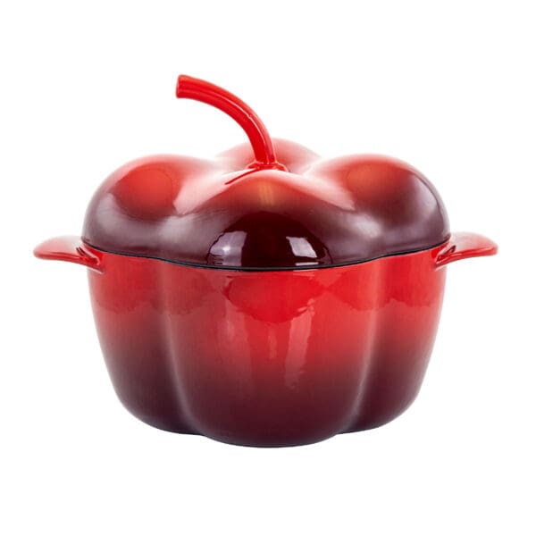 MegaChef Pepper Shaped Enameled Cast Iron Casserole - 3 Qt, Red