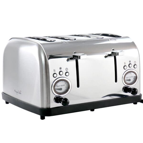 MegaChef Wide Slot 4-Slice Toaster - Silver