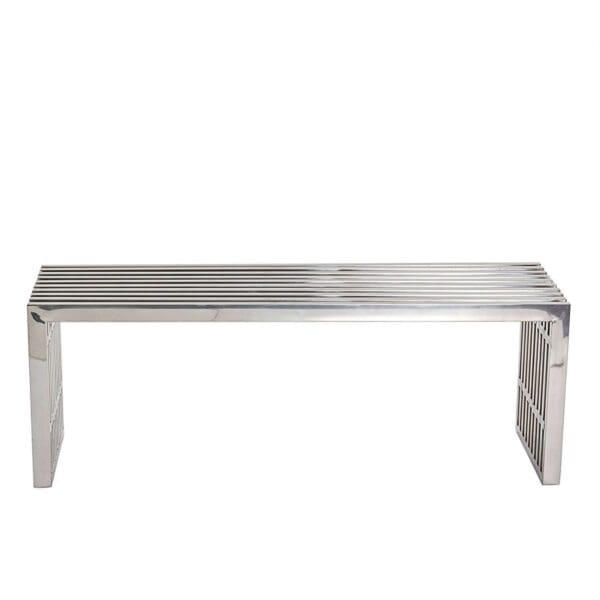 Modern Mid-Century Stainless Steel Accent Bench - Image 2