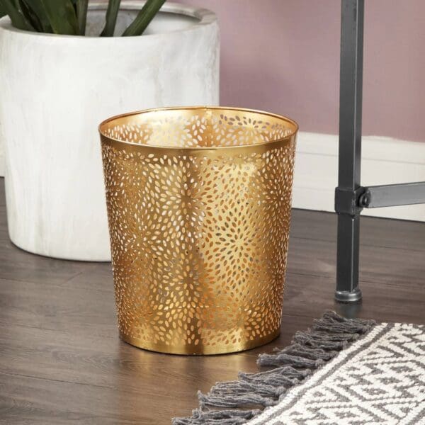 1.3 Gallon Round Perforated Metal Waste Basket - Image 2