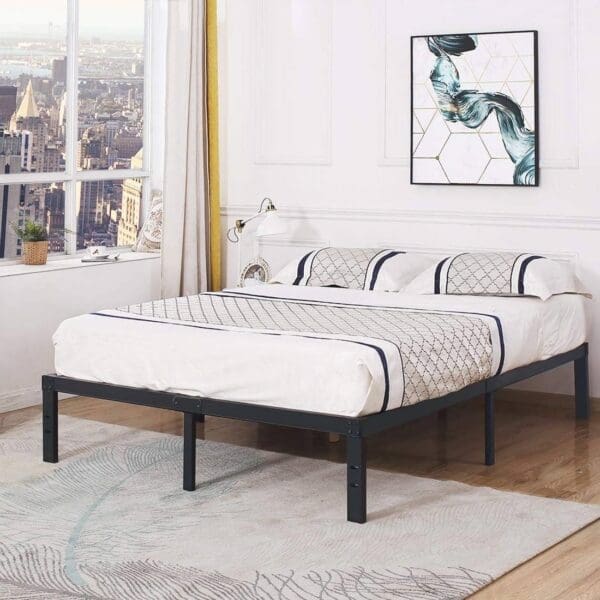 Queen Heavy Duty Metal Platform Bed Frame with Wood Slats 3,500 lbs Weight Limit - Image 3