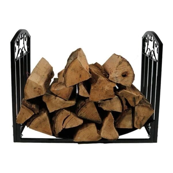 Black Metal Indoor Outdoor 2-Ft Firewood Holder Log Rack - Image 3