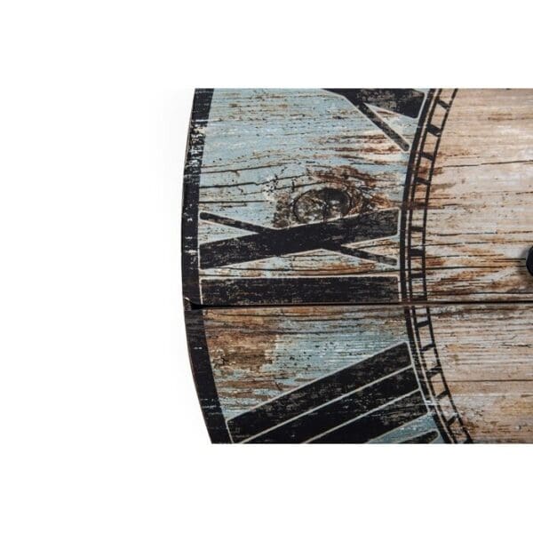 Turquoise Oversized Distressed Paris Wood Wall Clock - Image 3