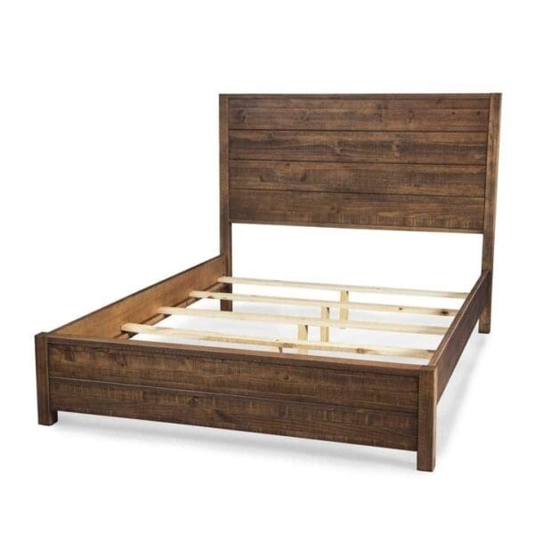 FarmHome Walnut Solid Pine Platform Bed in Queen Size