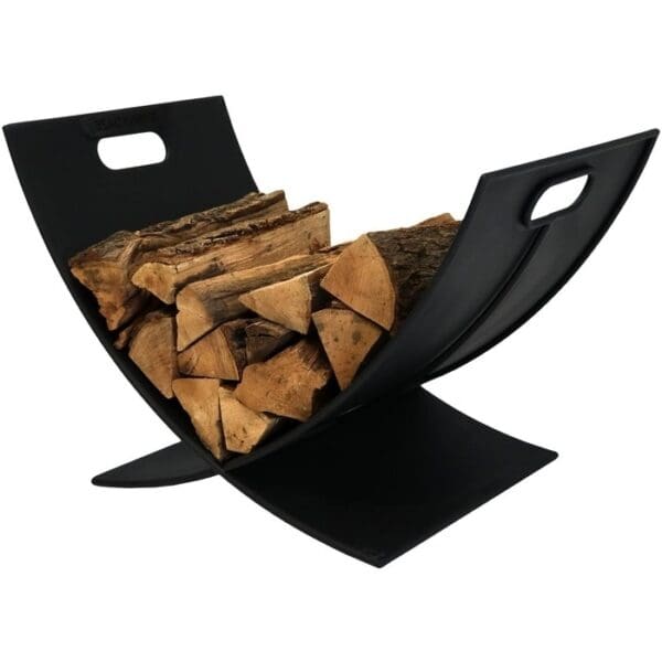 Black Indoor/Outdoor 30 inch Steel Powder Coated Firewood Log Storage Rack - Image 2