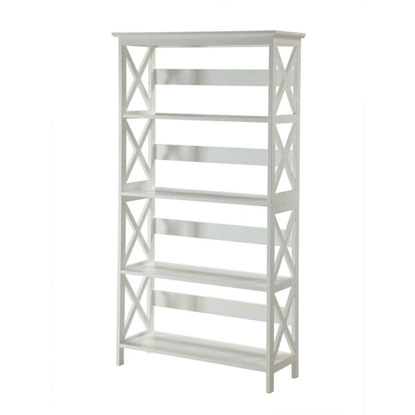 Glossy White 5-Shelf Bookcase - Image 3