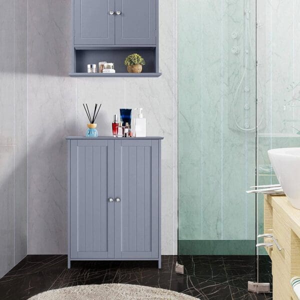 Wood 2-Door Freestanding Floor Cabinet - Gray - Image 2