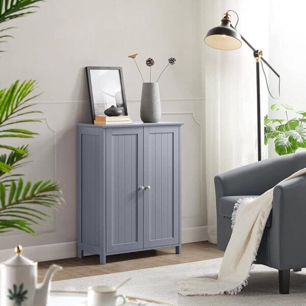 Wood 2-Door Freestanding Floor Cabinet - Gray - Image 3