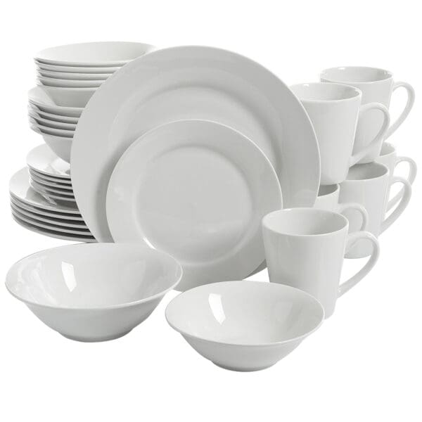 Noble Court Ceramic Dinnerware Set - 30 Pcs, White