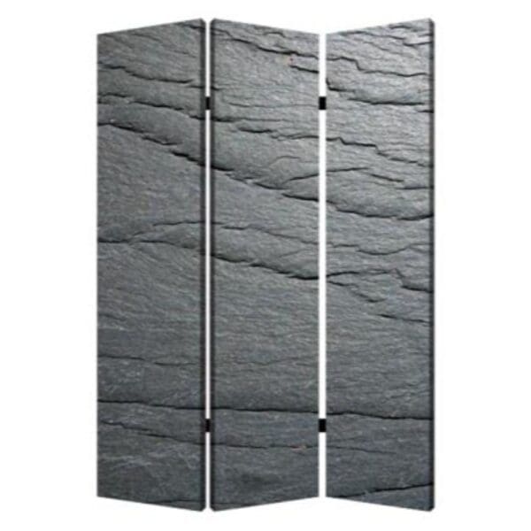 3-Panel Wood Frame with Multicolor Black Slate Canvas Screen