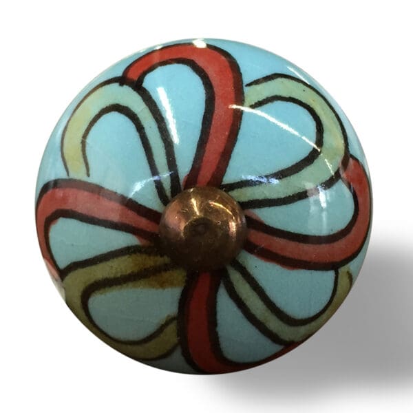 Bohemian Turquoise & Red Knobs - Set of 12