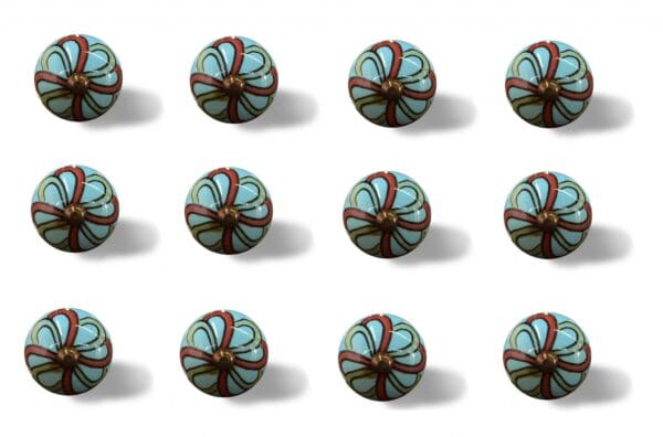 Bohemian Turquoise & Red Knobs - Set of 12 - Image 4