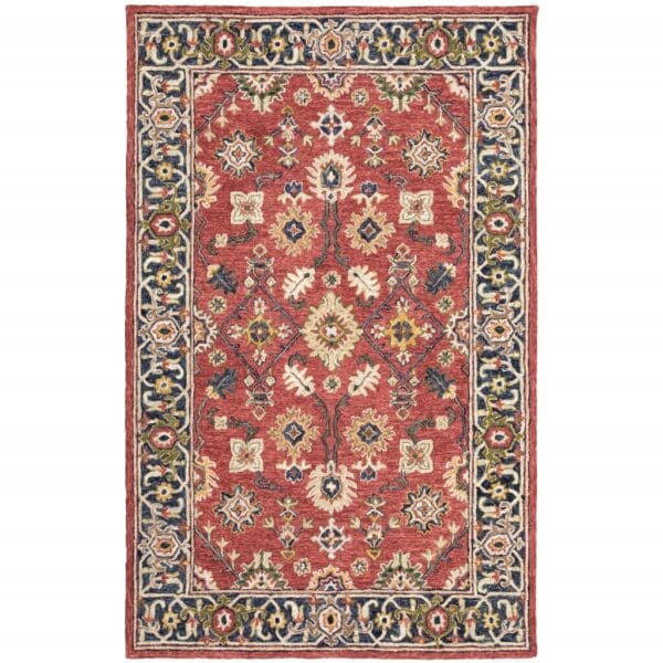 5'X8' Red And Blue Bohemian Area Rug - Image 2