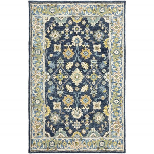 5'X8' Navy And Blue Bohemian Area Rug - Image 2