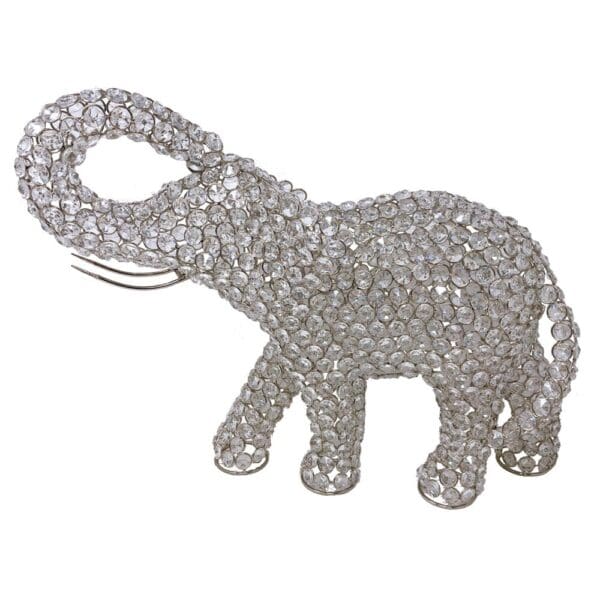 Nickel and Faux Crystal Elephant Sculpture - Set of 2