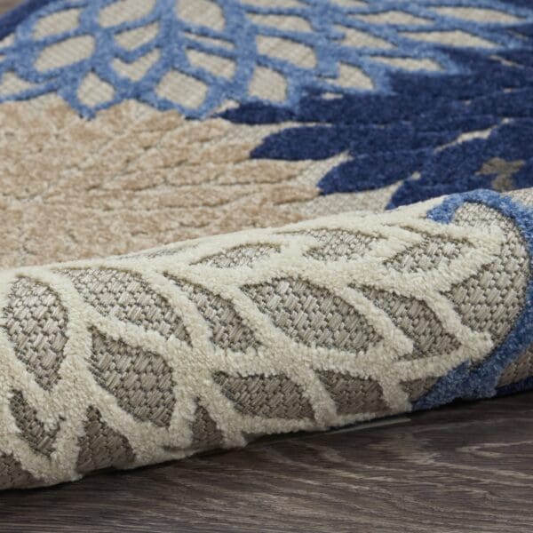 3' x 4' Blue & Gray Floral Indoor/Outdoor Area Rug - Image 4