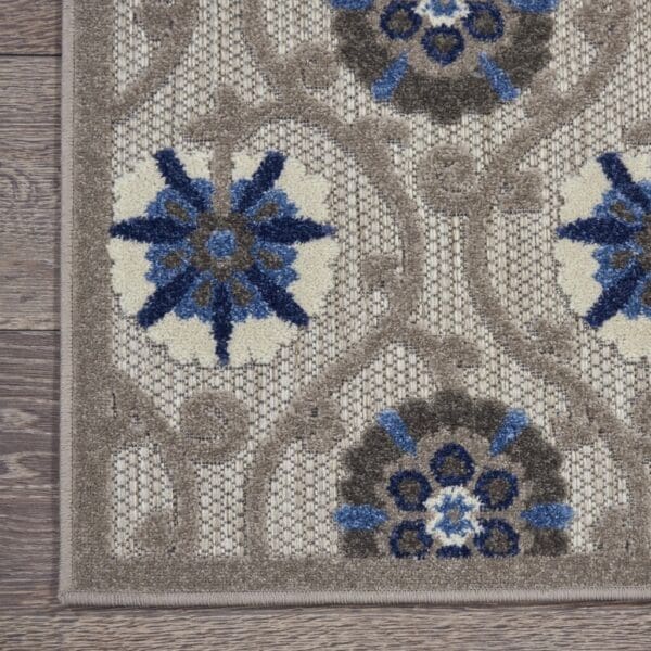 3' x 4' Blue & Gray Floral Indoor/Outdoor Area Rug - Image 3