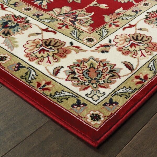 9' X 12' Red Ivory Machine Woven Floral Oriental Indoor Area Rug - Image 3