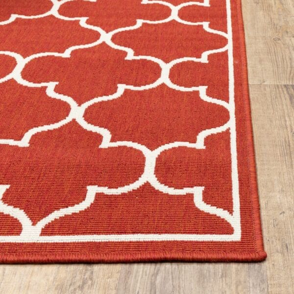 2' X 8' Red and Ivory Indoor Outdoor Area Rug - Image 3