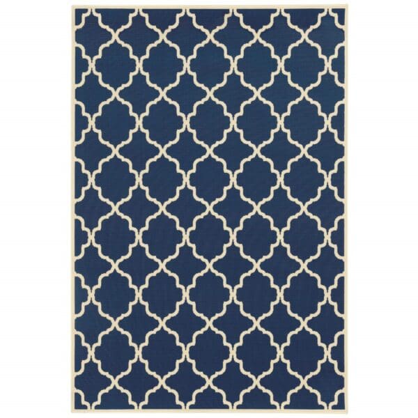 2' x 4' Indoor/Outdoor Area Rug - Blue & Ivory