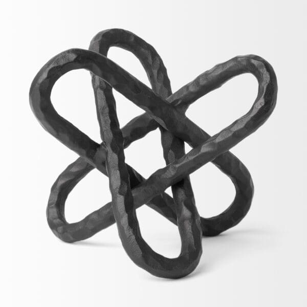 Black Textured Metal Chain Link Sculpture - Image 4