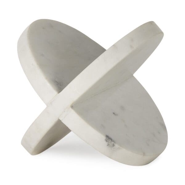 White Marble Geometric Circular Sculpture - Image 2