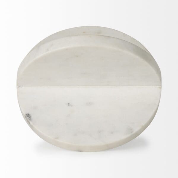 White Marble Geometric Circular Sculpture - Image 4