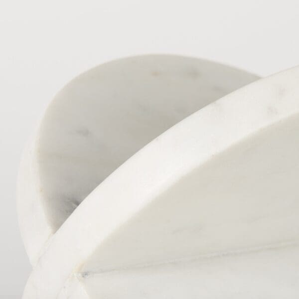 White Marble Geometric Circular Sculpture - Image 5