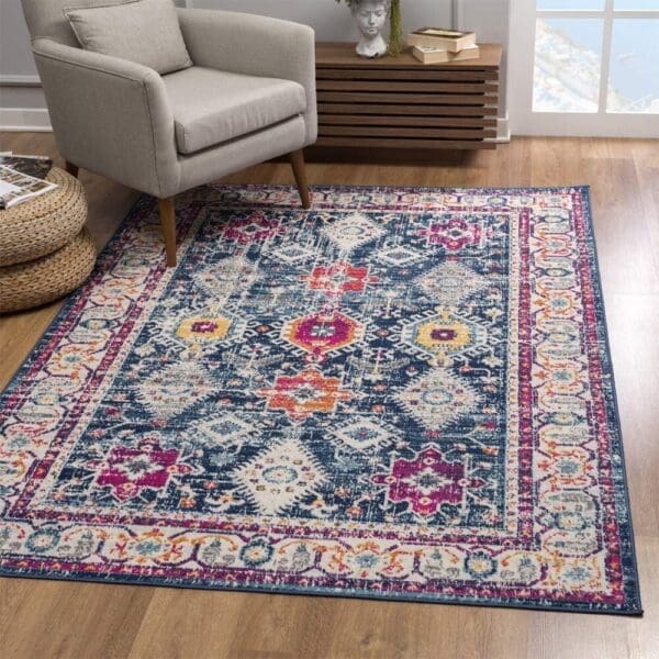 2' x 4' Dhurrie Area Rug - Navy Blue