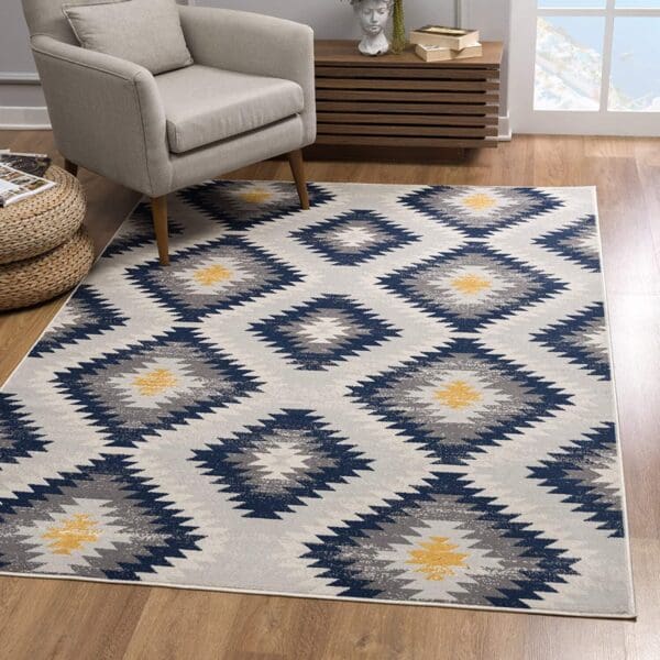 2' x 4' Ikat Kilim Area Rug - Blue