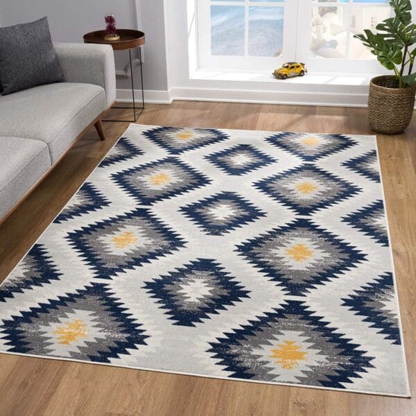 2' x 4' Ikat Kilim Area Rug - Blue - Image 4