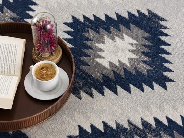 2' x 4' Ikat Kilim Area Rug - Blue - Image 5