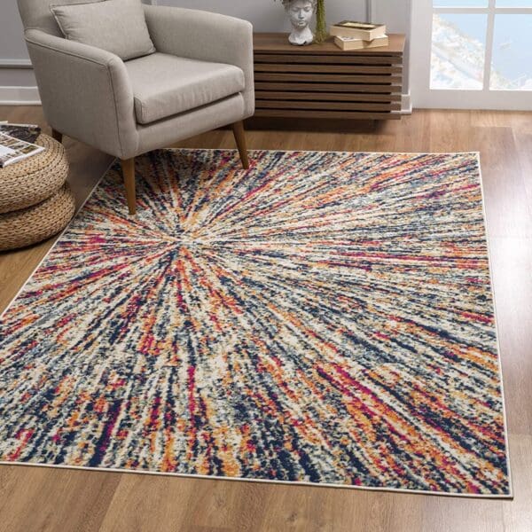 2' x 4' Abstract Area Rug - Cream