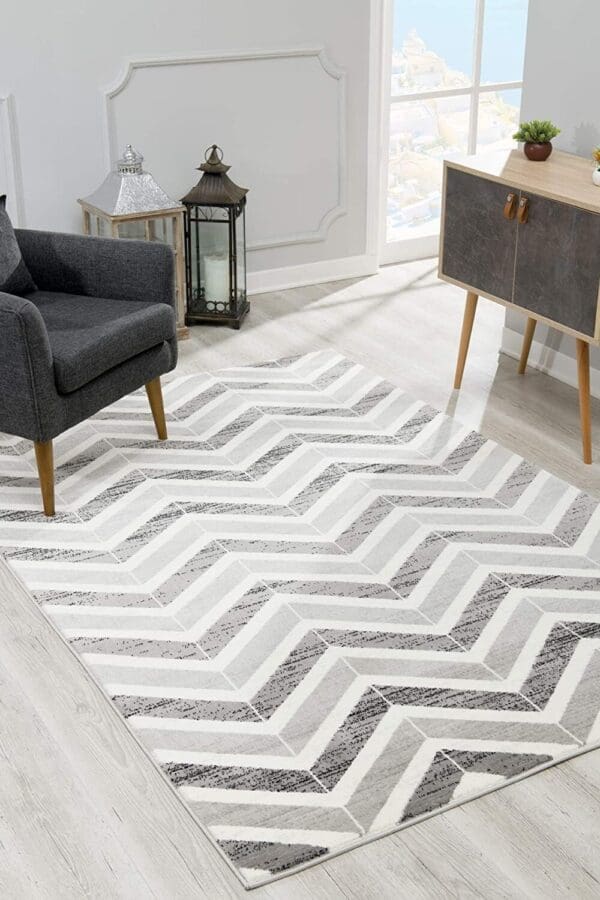 2' x 4' Chevron Dhurrie Area Rug - Gray - Image 2