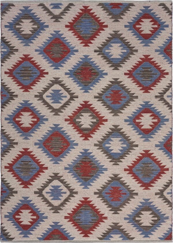 3' x 4' Red & Blue Geometric Diamonds Area Rug