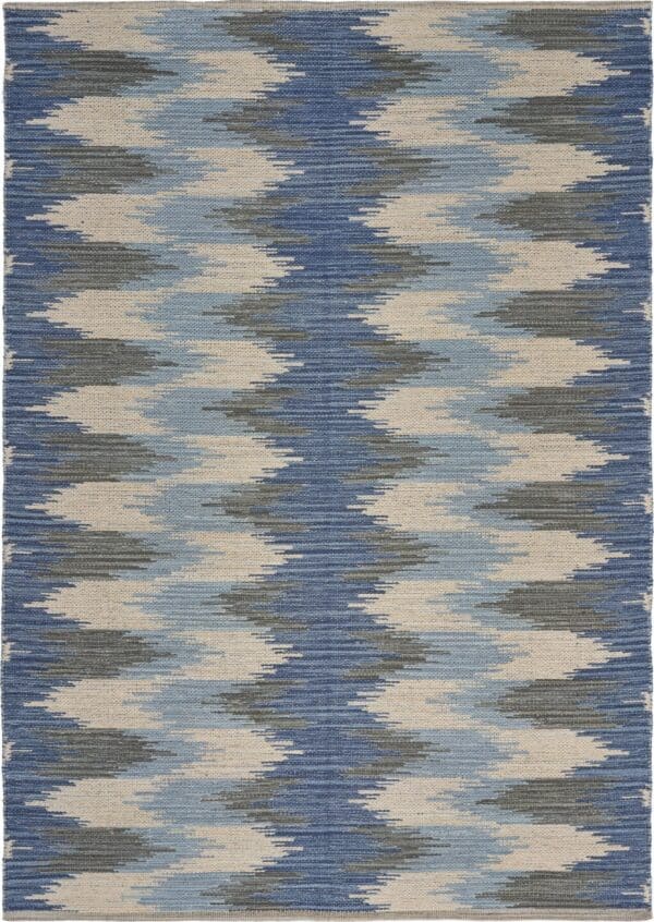 3' x 4' Blue & Cream Ikat Pattern Area Rug