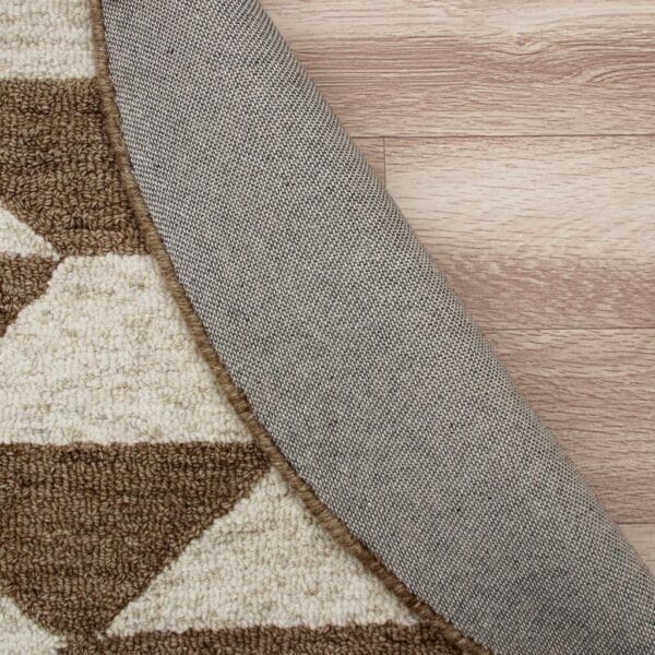 4' Round Brown Bohemian Geometric Area Rug - Image 4