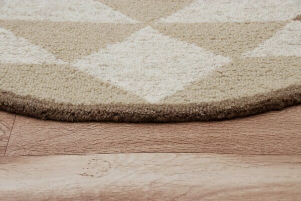 4' Round Brown Bohemian Geometric Area Rug - Image 6