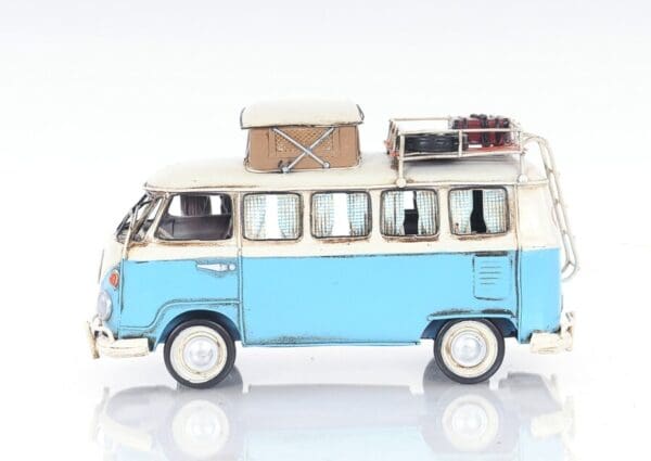 Volkswagen Bus Metal Sculpture - Blue & White - Image 5