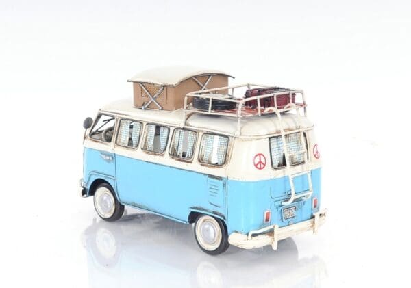 Volkswagen Bus Metal Sculpture - Blue & White - Image 6