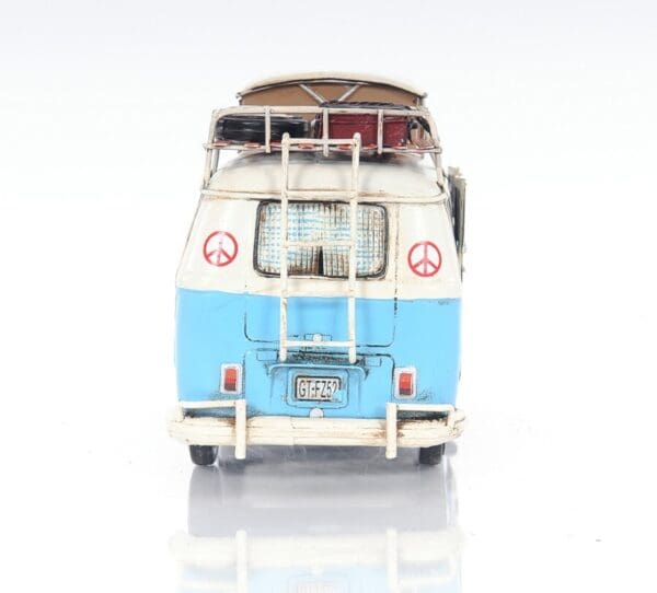 Volkswagen Bus Metal Sculpture - Blue & White - Image 7