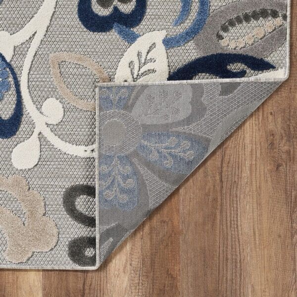 2' x 4' Jacobean Floral Indoor/Outdoor Area Rug - Blue Gray - Image 5